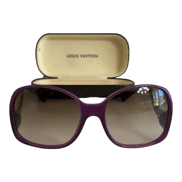 Authentic LOUIS VUITTON Violet Glitter Oversized Square Gina Sunglasses - Z0533W